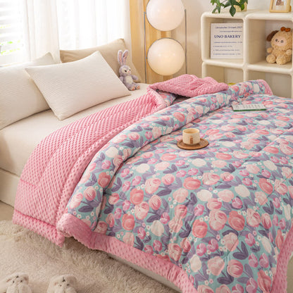 Pink Tulip Soft Pure Cotton Quilt