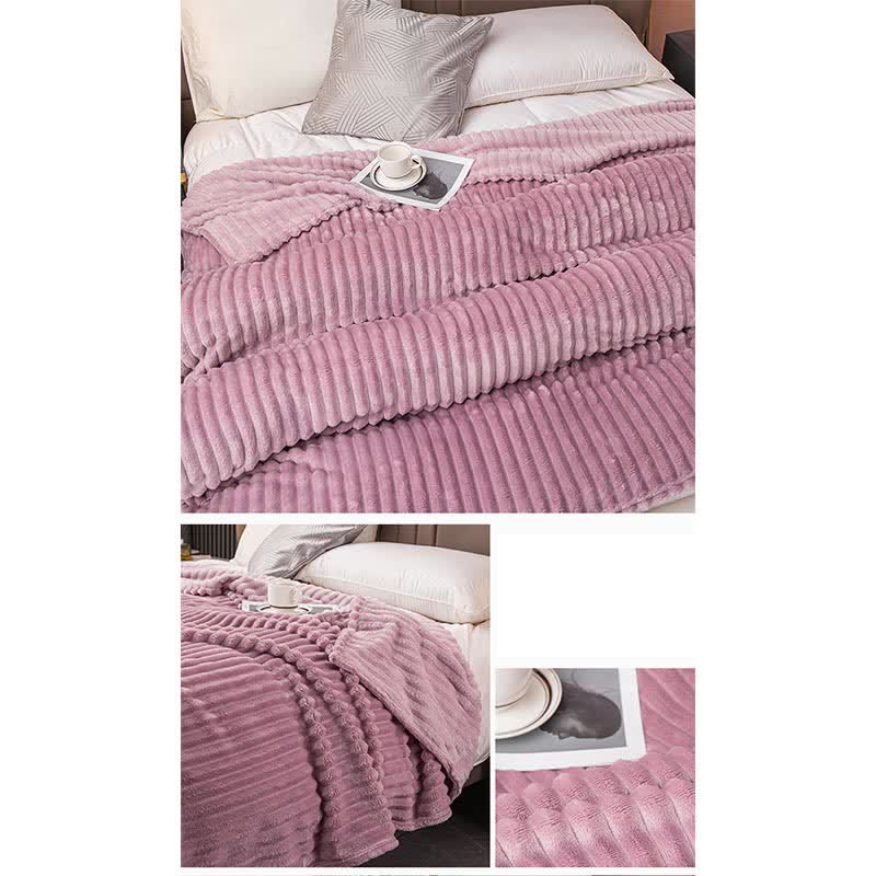 Solid Color Stripe Soft Throw Blanket