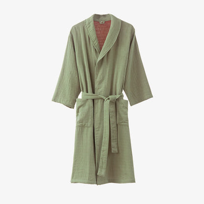 Yarn-dyed Double-layer Gauze Bathrobe Pajama