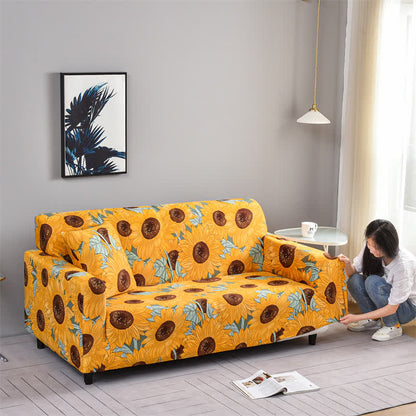 Elastic Stretchable Rural Sunflower Couch Cover