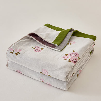 Cotton Gauze Pastoral Rose Summer Quilt