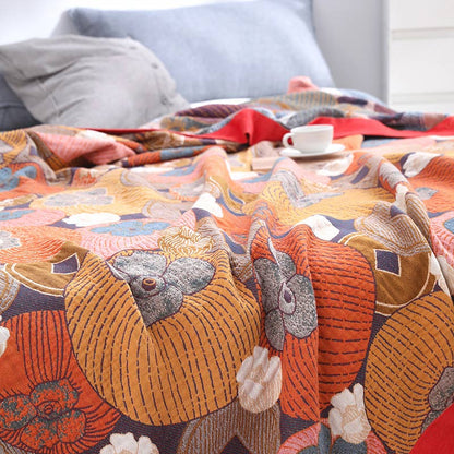 Colorful Persimmon Cotton Gauze Reversible Quilt - image 6