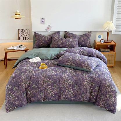 Elegant Flower Cotton Gauze Bedding Set (4PCS)