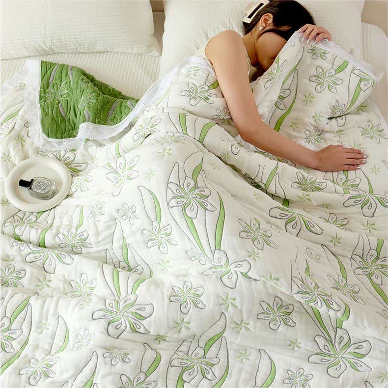 Bamboo Fiber Fresh Style Floral Quilt