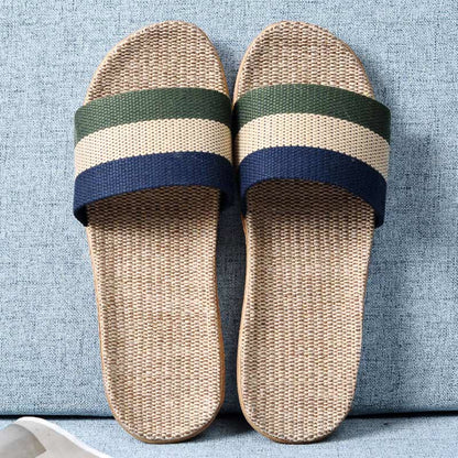 Simple Cooling Open Toe Flax Slippers