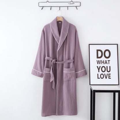 Solid Color Lapel Home Sleep Bathrobe