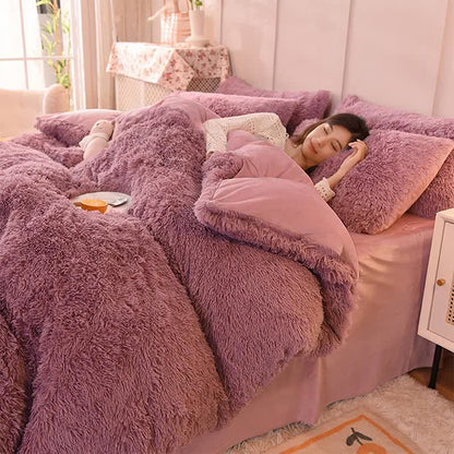 Fluffly Bedding Set Duvet Cover & Pillowcase - Purple - Queen - image 18