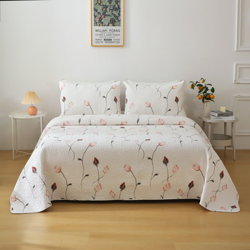 Elegant Rose Pure Cotton Quilted Bedding