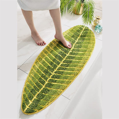 Ownkoti Green Banana Leaf Soft Door Rug