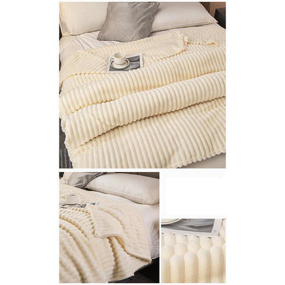 Solid Color Stripe Soft Throw Blanket