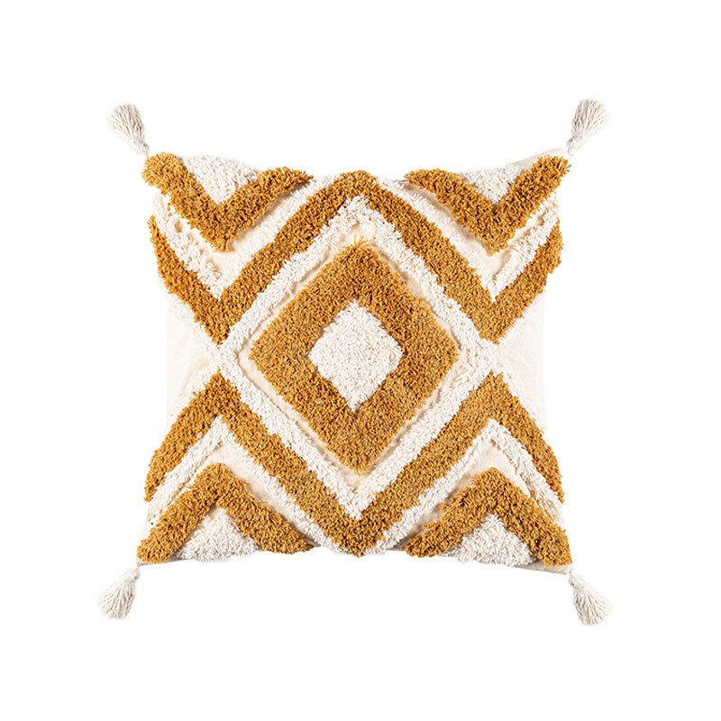 Ownkoti Morocco Jacquard Pillow Cover With Tassels