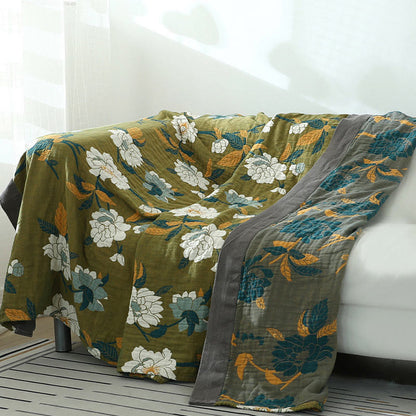 Ownkoti Olive Flower Printed Cotton Quilt