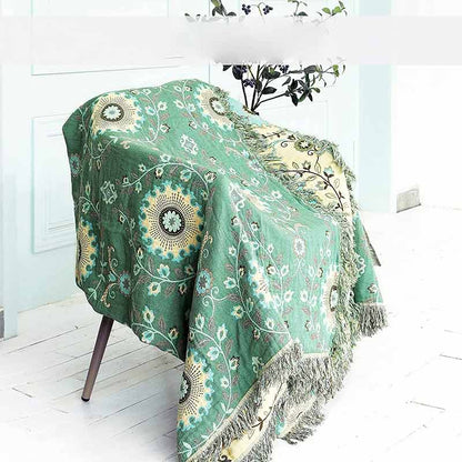 Ownkoti Retro Sofa Cover Cotton Reversible Blanket