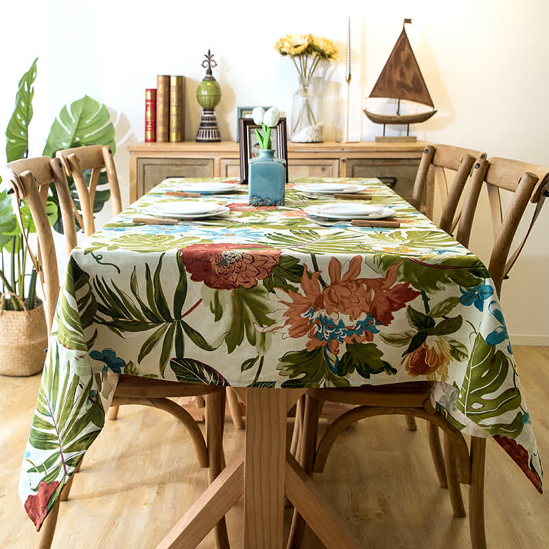 Tropical Rainforest Monstera Pure Cotton Tablecloth