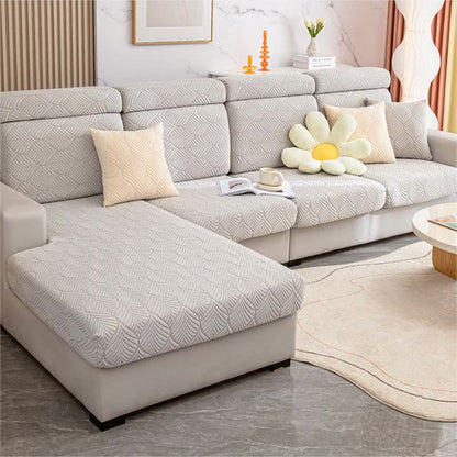 Solid Color Jacquard Leaf Texture Sofa Cover