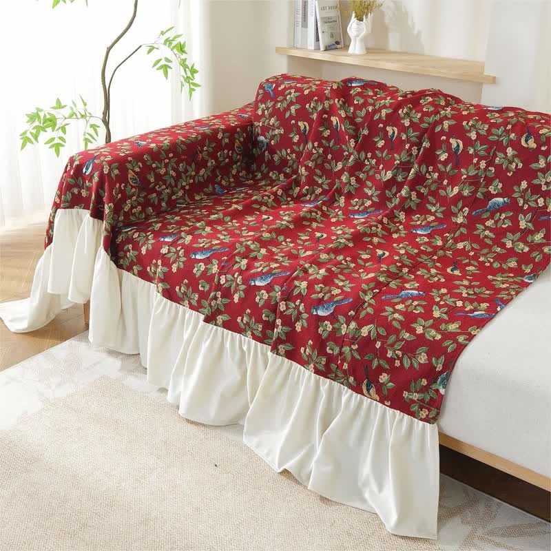 Rural Style Bird & Floral Soft Sofa Cover