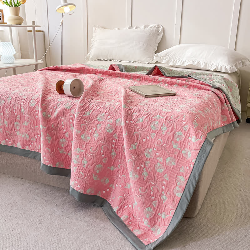 Cotton Gauze Floral Reversible Summer Quilt