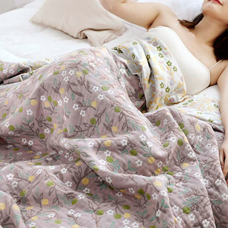 Retro Reversible Coverlet Soft Floral Quilt