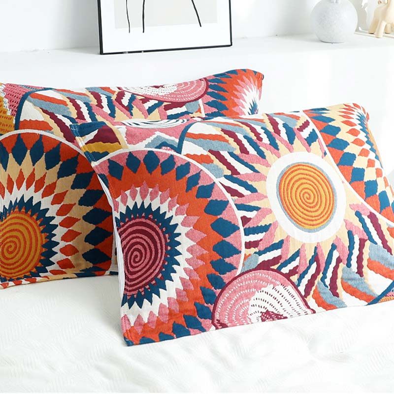 Ownkoti Sun Print Cotton Reversible Pillow Towel (2PCS)