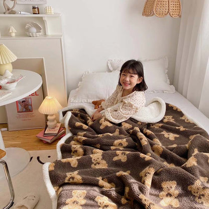 Ownkoti Cute Bear Reversible Throw Blanket