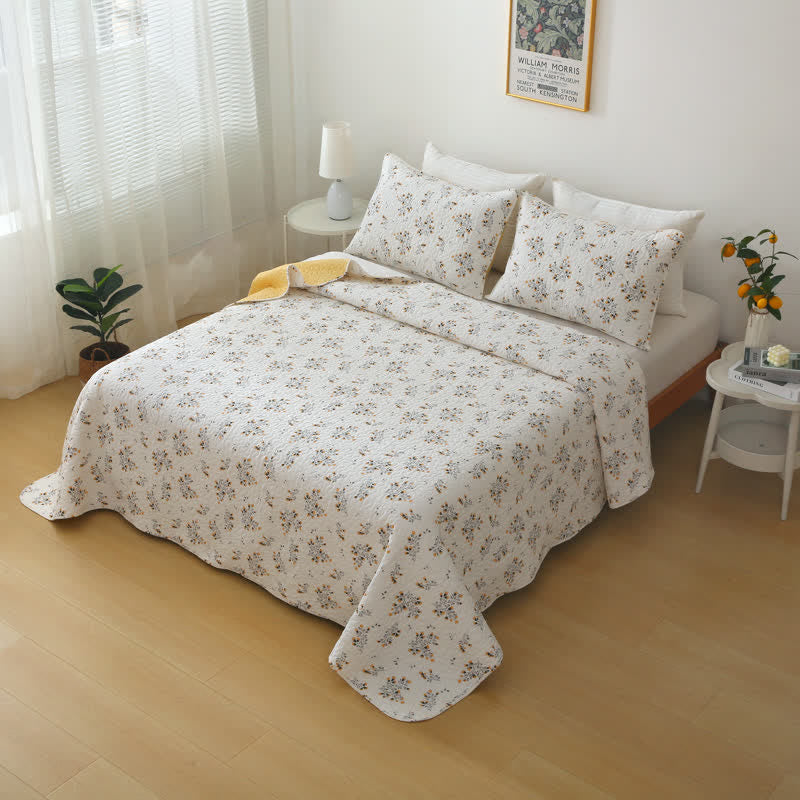 Rustic Floral Pure Cotton Quilted Bedding