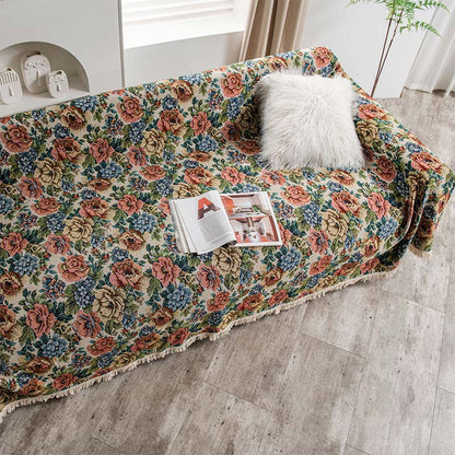 Countryside Rose Print Tassel Sofa Protector