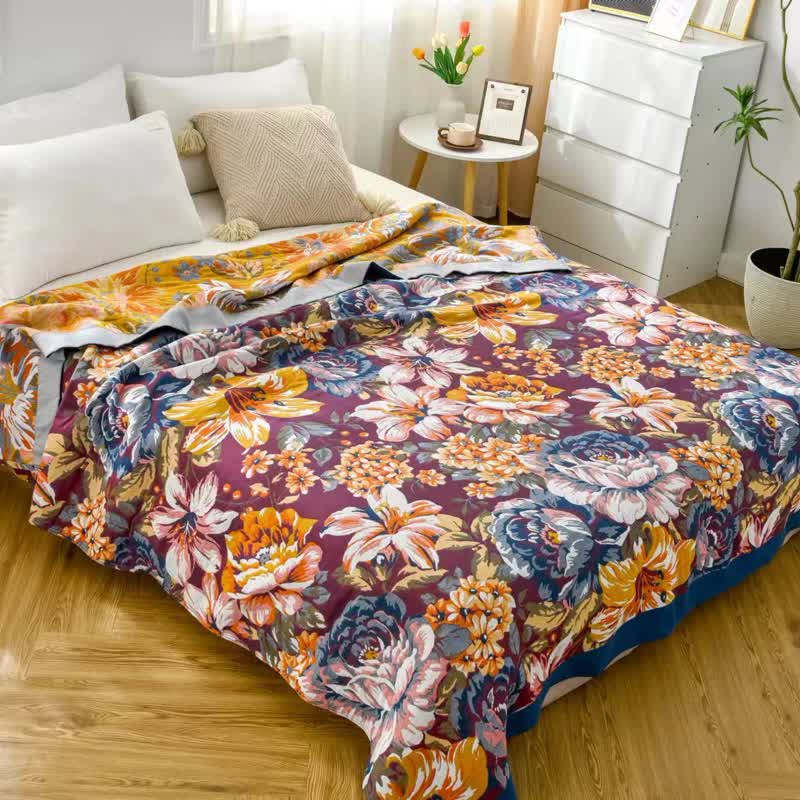 Jacquard Pastoral Peony Pure Cotton Quilt