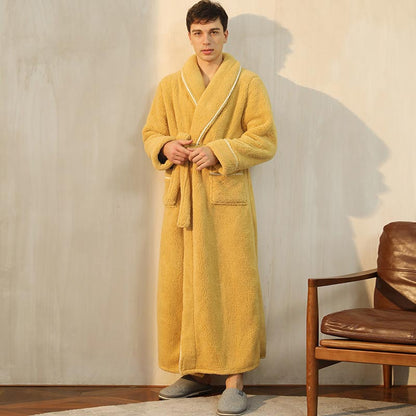 Ownkoti Comfy Fleece Pajama Long Bathrobe - Yellow - Men: XL - image 4