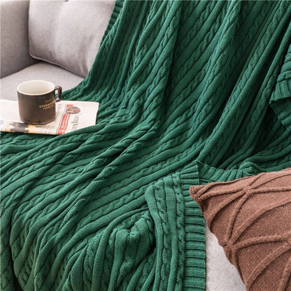 Ownkoti Solid Color Cotton Sofa Knit Blanket