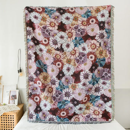 Retro Morning Glory Tassel Blanket Tapestry