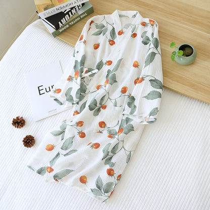 Cotton Gauze Rural Cherry Tomato Bathrobe