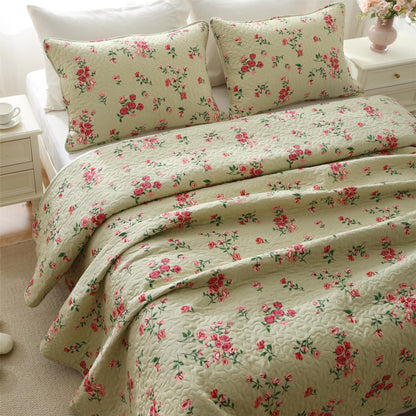 Elegant Rose Quilted Cotton Bedding