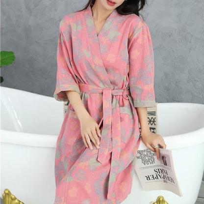 Double Layer Cotton Gauze Gourd Bathrobe