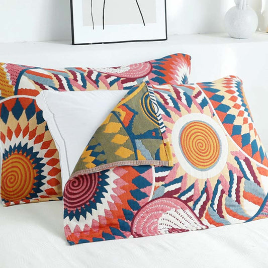 Ownkoti Sun Print Cotton Reversible Pillow Towel (2PCS)