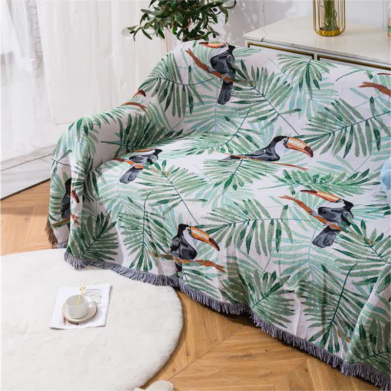 Pastoral Style Leaf & Toucan Sofa Protector