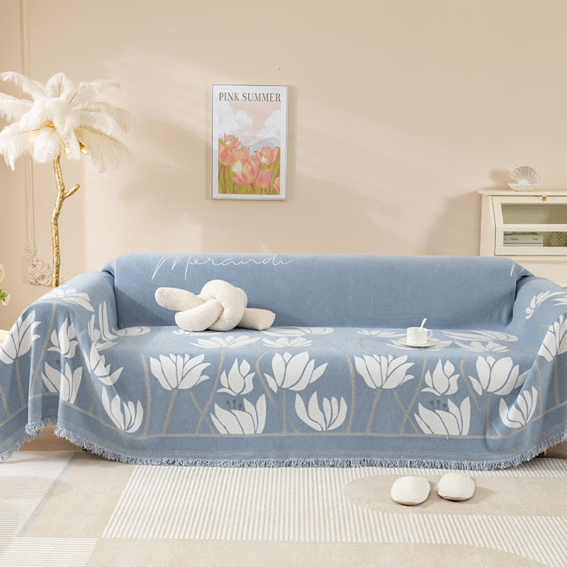 Pastoral Lotus Double-sided Sofa Protector