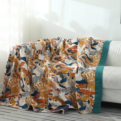 Flower Bird Blanket Reversible Sofa Cover