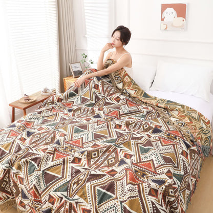 Retro Triangle Tassel Cotton Gauze Quilt