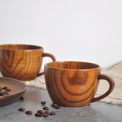 Ownkoti Natural Wooden Tea Cup with Handle (2PCS)