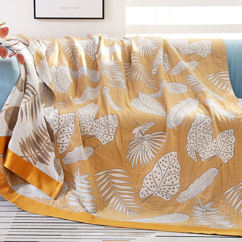 Pattern Cotton Gauze Soft Reversible Blanket