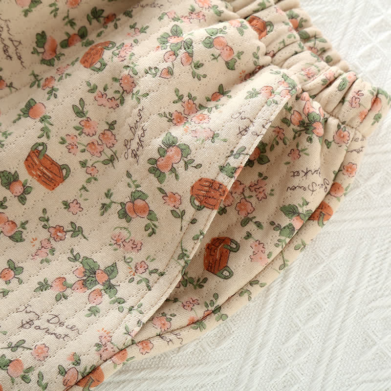 Vintage Rose Garden Cotton Loungewear Set