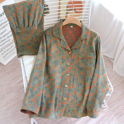 Leaf Pattern Soft Cotton Loungewear Set