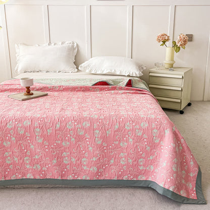 Cotton Gauze Floral Reversible Summer Quilt