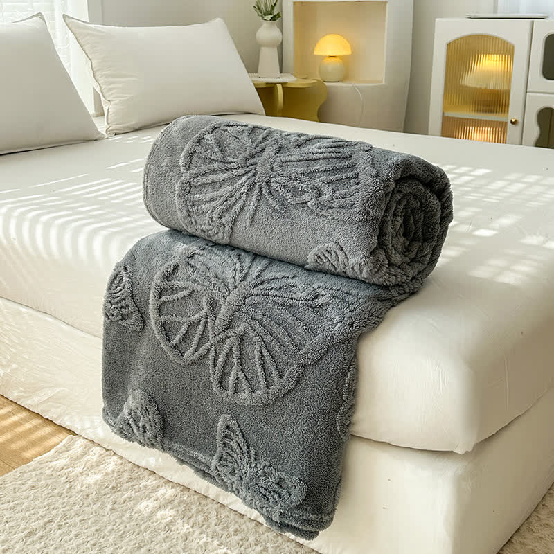 Solid Color Butterfly Reversible Fleece Blanket