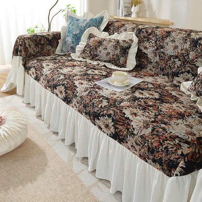 Art Print Daisy Ruffled Sofa Cover