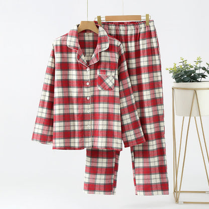 Classic Lattice Cotton Lapel Nightwear Set