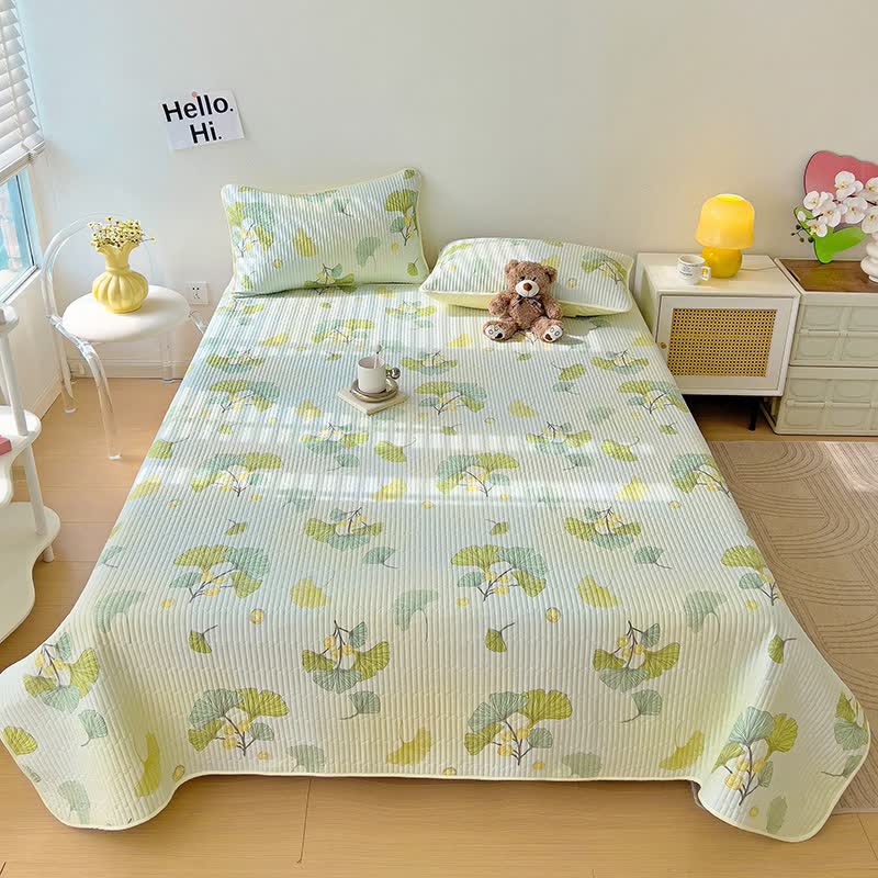 Floral Ginkgo Leaf Pure Cotton Soft Quilt