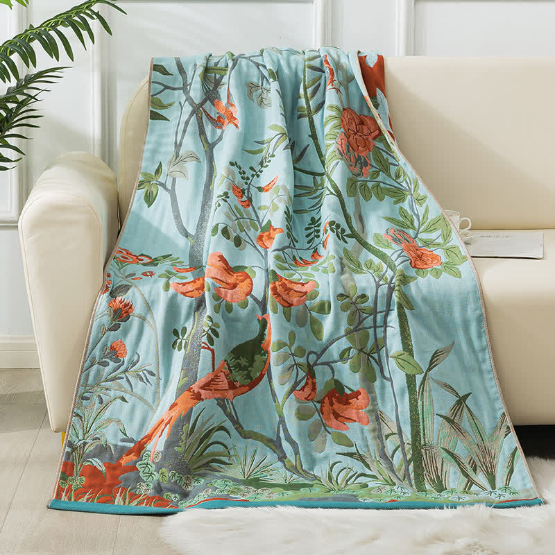 Floral Four Layers Gauze Bath Towel