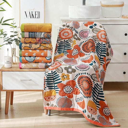 Ownkoti Flower Printed Colorful Reversible Bath Towel