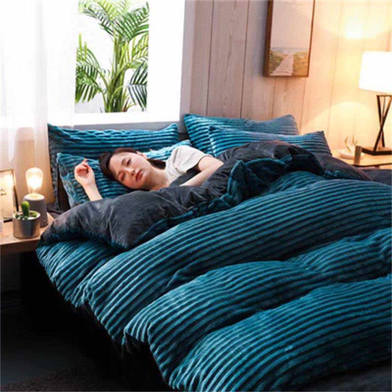 Pure Color Thick Velvet Bedding Set